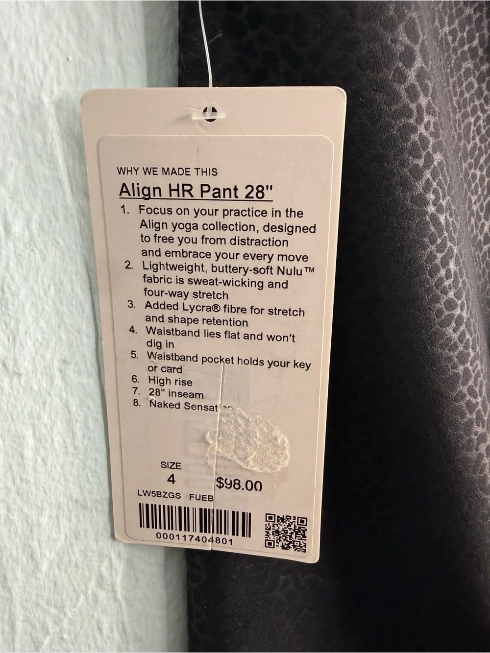 Lululemon Align High-Rise Pant 28”/Color Formulated Embossed Black